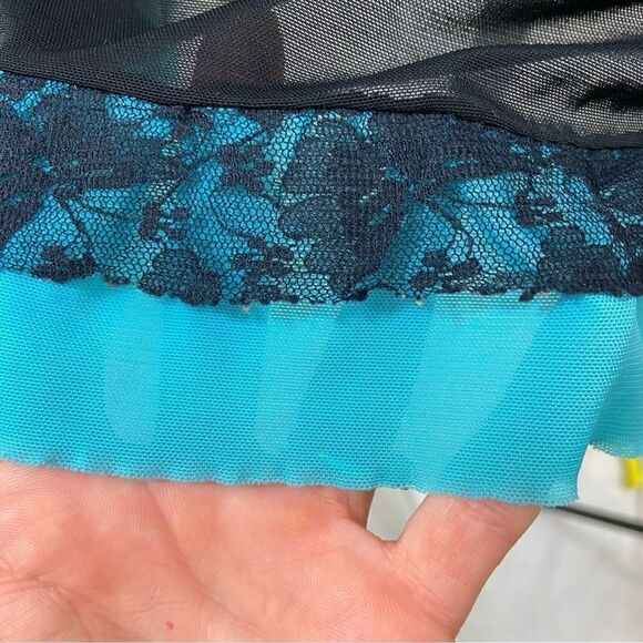 Per Lei Brand black and Turquoise Teddy Nightgown Size Small - Picture 9 of 11